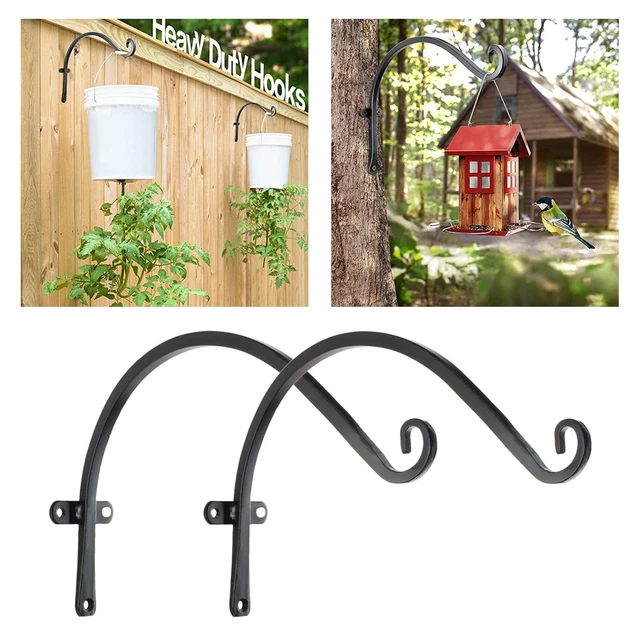 2x Iron Wall Hanging Bracket Art Plant Flower Baskets Lantern Hook Garden