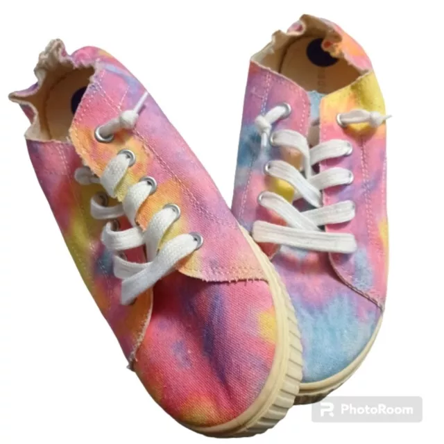 Madden Girl Tie-dye Sneakers Fixed Laces Pink Blue Masha 8.5M