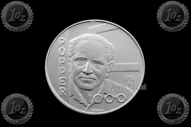 SAN MARINO 1000 LIRE 1996 (KARL POPPER) SILVER Commemorative Coin (KM# 358) UNC