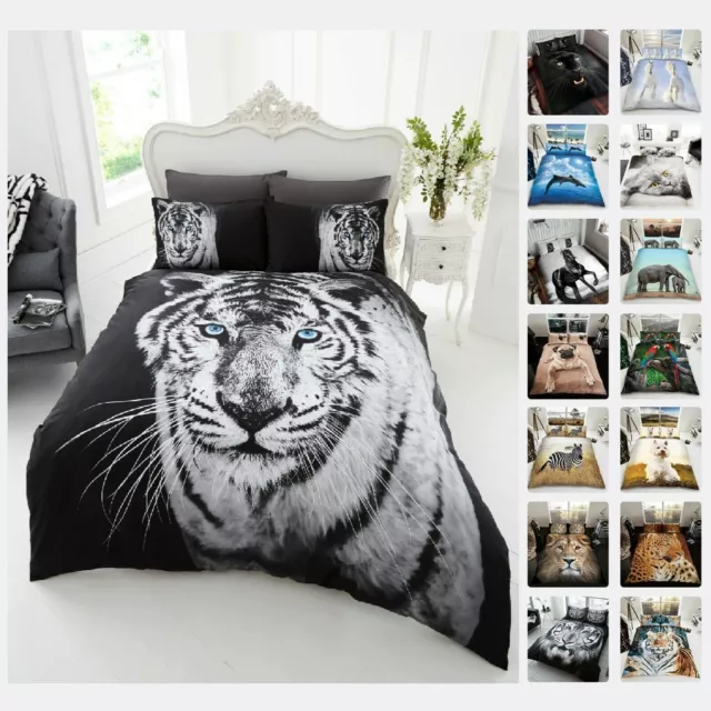 3D Duvet Cover Set Animal Bedding Quilt with Pillowcase Single Double King Sizes