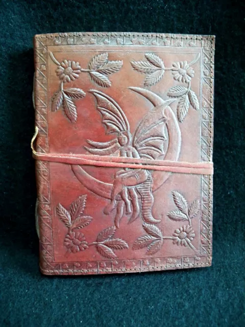 MOON FAIRY - A5 Handmade Leather Journal Diary Pagan Wicca Book of Shadows 2