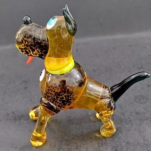 MURANO Dog Venetian Glass GREAT DANE  Scooby Doo Appearance 3" x 3" x 1" WHIMSY 3