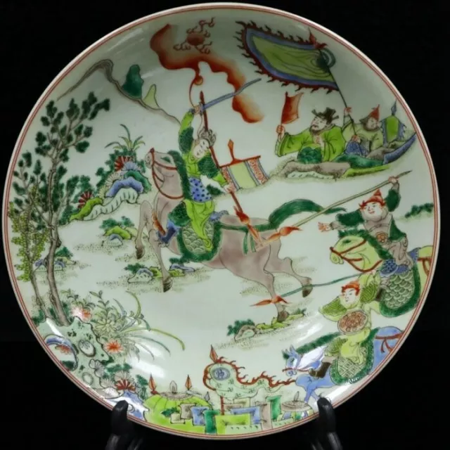 8.6" Collection Chinese Qing Five Colours Porcelain Ancient Figure Stories Plate 3