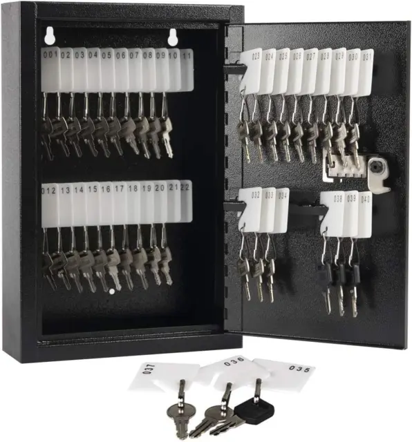 Locking Key Cabinet 40Key Storage Lock Box with Code Key Management Wall Mount