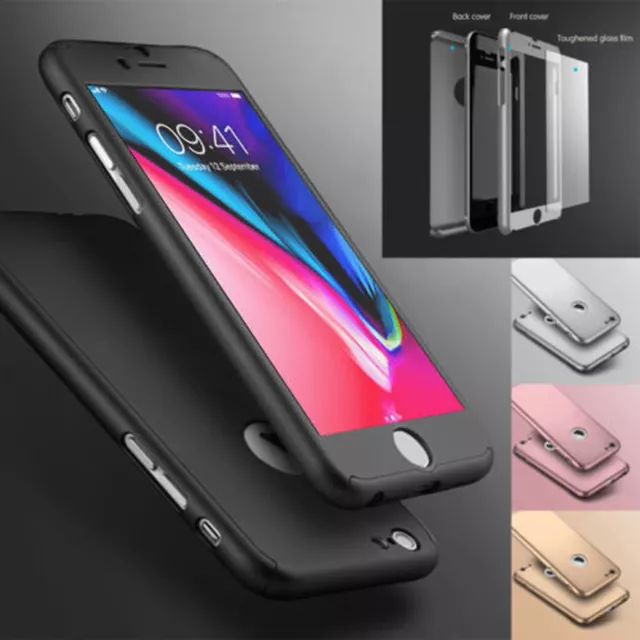 Genuine Hybrid 360° Apple iPhone 6S 6 Plus Shockproof Tempered Glass Case Cover