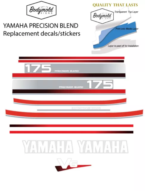 YAMAHA 175hp PRECISION BLEND  replacement outboard decals