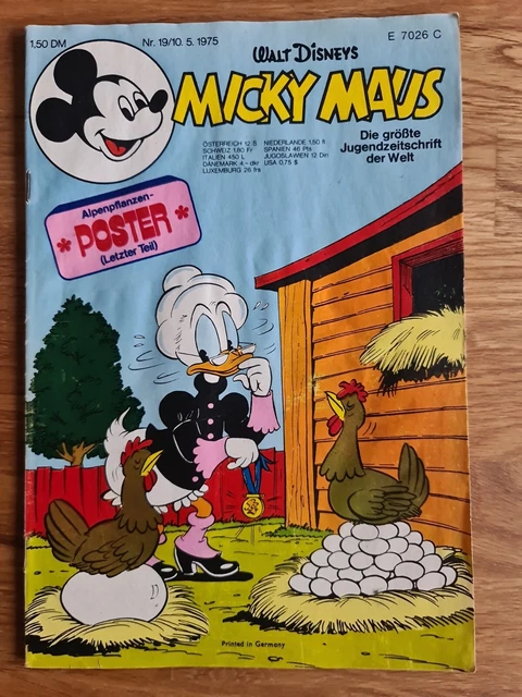 Micky Maus 1975 Heft Nr 19 mit Schnipp und Sammelbild