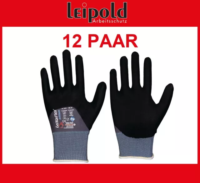 12 Paar LEIPOLD Arbeitshandschuhe Montagehandschuhe LeikaFlex® Brilliant Gr.8-11