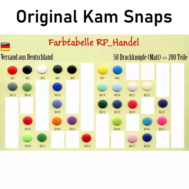 Druckknöpfe Original Kam Snaps 10 25 50 MATT T5 = 12,5 mm plastik Nähfrei, Prym*