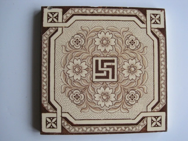 Antique Victorian Aesthetic Movement Design Wall Tile - T & R Boote C1885
