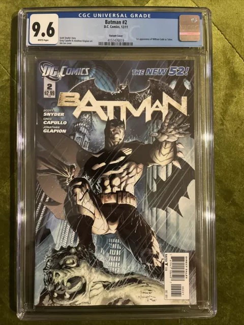 “Batman” #2 (New 52 DC) CGC 9.6 1:25 Jim Lee Variant 1st Talon William Cobb 9.8