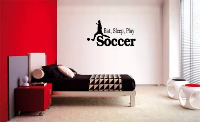 Eat Sleep Play Soccer Boy Lettering Decal Wall Vinyl Decor Sticker Room Sports