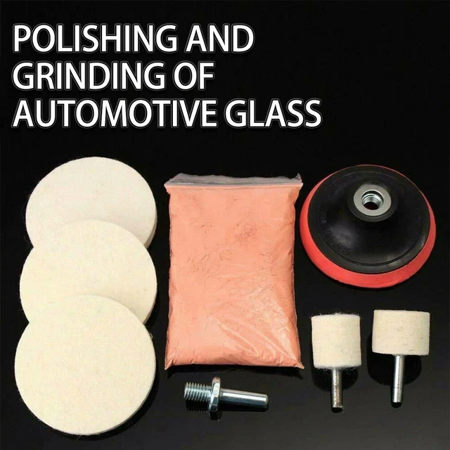 8X CERIUM OXIDE Glass Polishing Kit Windscreen Scratch Remover Felt Pad