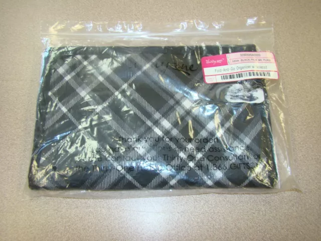 BRAND NEW Thirty-one "Fold-And-Go- Organizer w/Notepad" in BLACK PICK ME PLAID