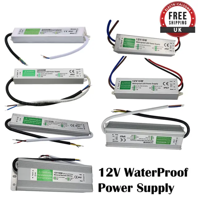 DC 12V LED Driver 10W-350W Transformer IP67 Waterproof AC 220-240V Power Supply