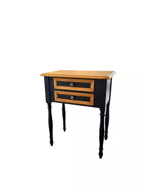 french vintage 30s nightstand bedside table marble wood revamped blue-black