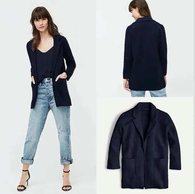 J.CREW Size XS Sophie open-front sweater-blazer NAVY Style J0244 $148