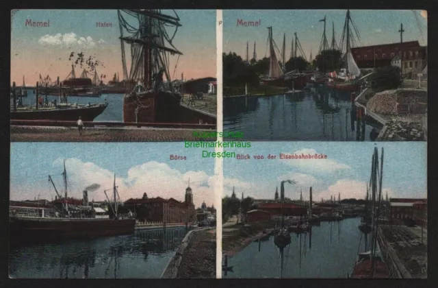 148093 AK Memel Ostpreußen 1916 Feldpost Hafen Börse