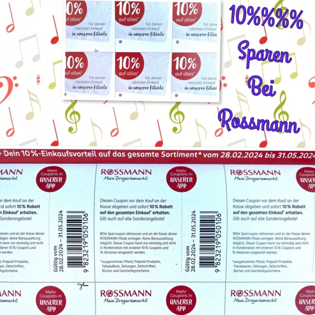 225 x Stück Rossmann Gutschein Sparen 10 %% Rabatt Coupon Einkauf bis 31 05 2024