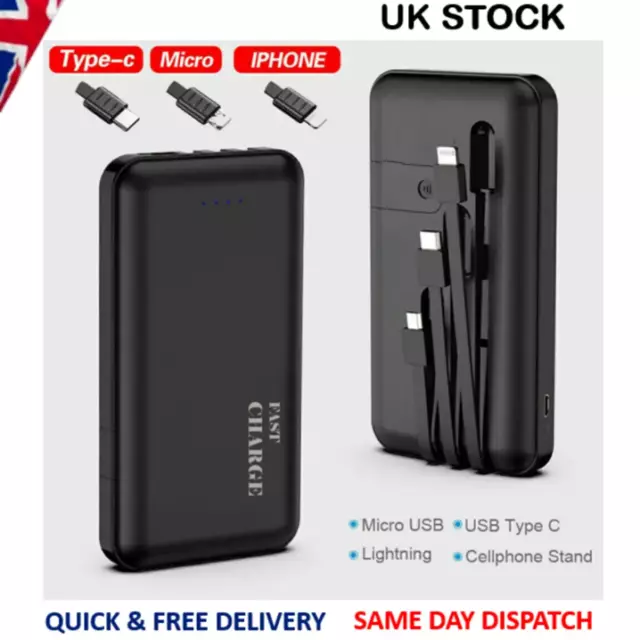 Power Bank 20000mAh Fast charger Pack USB External Battery For Mobile Phone UK