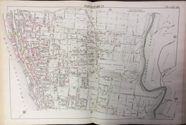 1895 Manayunk Roxborough Philadelphia Pa Leverington Baptist Cemetery Atlas Map