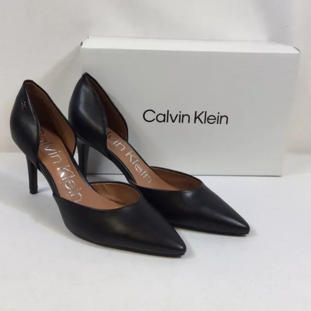 Calvin Klein kcGLORIA Womens Black Pointed Toe D'Orsay Pump Heels Size 9.5 Used