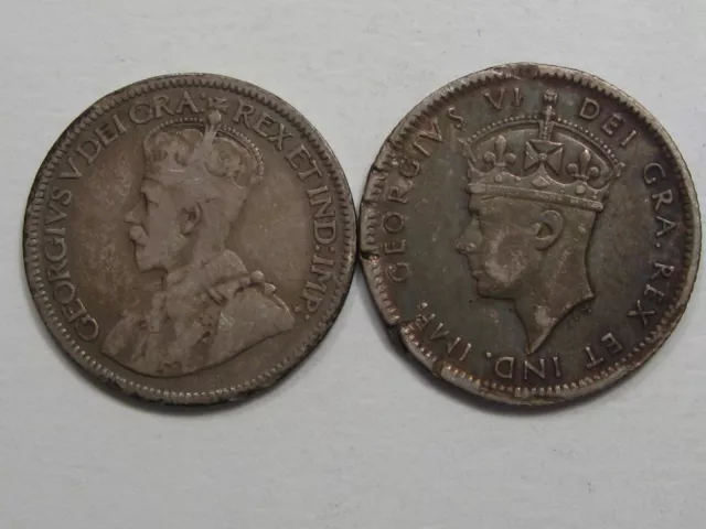 2 Silver 10 Cents Newfoundland CANADA. 1917 & 1941. #29