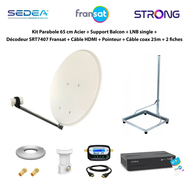 Pack HDSAT Parabole Satellite Fibre Composite Blanche 85cm + LNB Single Sirius 3 Recepteur Tv Satellite Hd Carte 75925250 Pack HDSAT Parabole Satellite Fibre Composite Blanche 85cm + LNB Single Sirius 3 Recepteur Tv Satellite Hd Carte 75925250