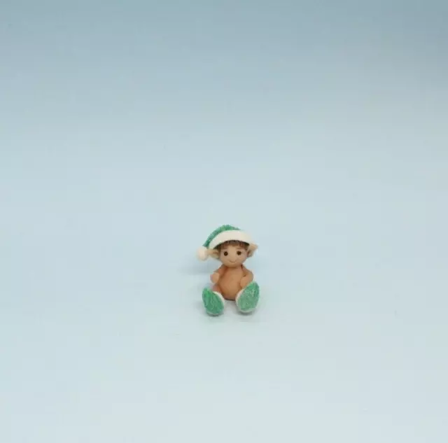 OOAK~Baby Elf~Dolly~Christmas~Mini~Clay~Artist~Doll~Toy~Dollhouse~Cheryl Brown