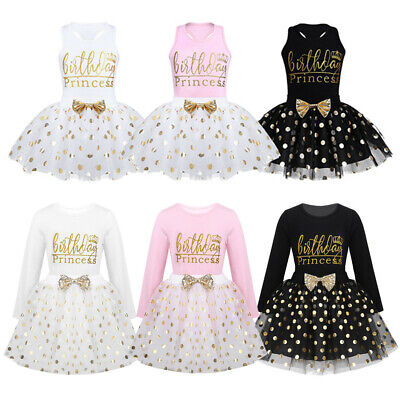 Baby Girls Birthday Dress Kids Party Outfits Princess Polka Dots Tutu Skirt Set