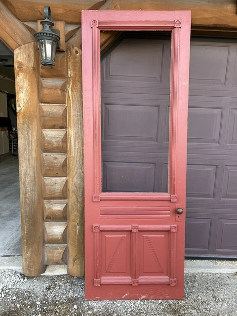 Antique Vintage Victorian Tall Wood Entry Door
