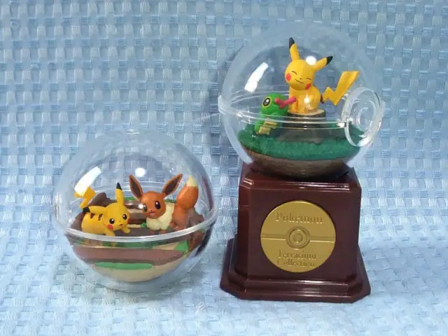 LOT 2 Re-ment Pokemon Terrarium Collection Figure Pikachu Eevee Caterpie G34803