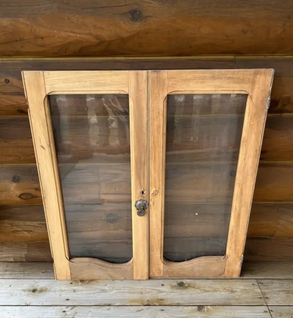 Antique Vintage Wood Cabinet Cupboard Panel Doors