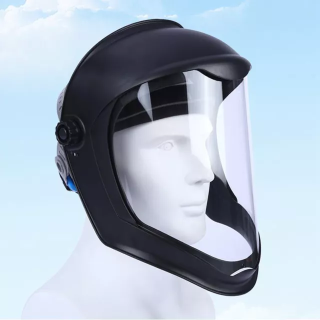 Face Shield Helmet Mask Clear Polycarbonate Visor Safety Grinding Black