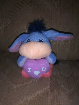 Fisher Price Baby Luv Eeyore Plush 2002 6" Disney Mattel Heart I Love You...