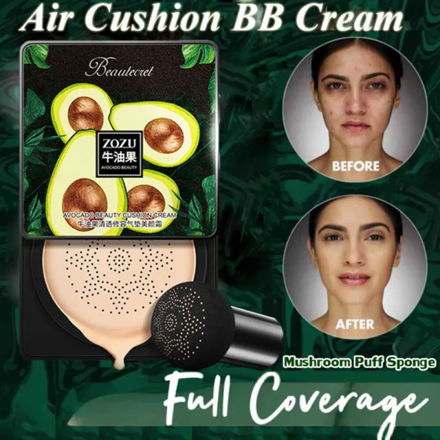 Brightening Avocado With Mushroom Puff Sponge Face Makeup Air Cushion BB Cream