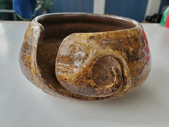 Wheel Thrown Rustic Art Pottery Stoneware  yarn bowl hand made 