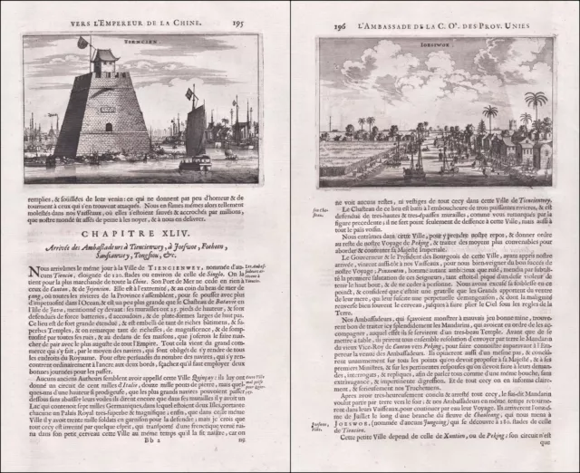 Tianjin Schiffe boats China Asia Chine Kupferstich engraving Nieuhof 1665