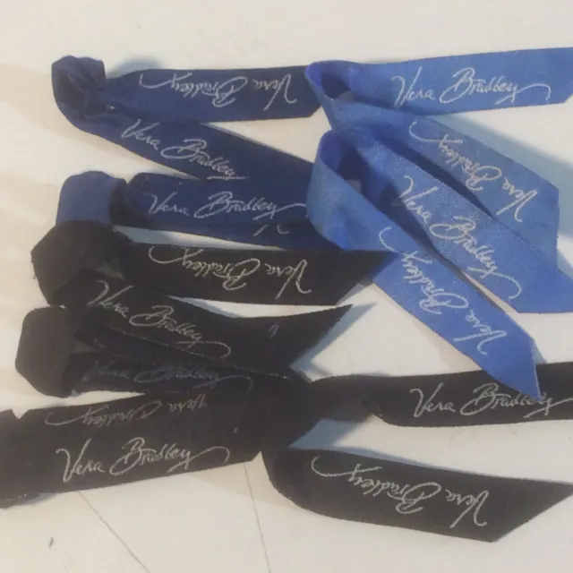 8 Vera Bradley Replacement Ribbon Zipper Pulls Blue Black White Script Writing