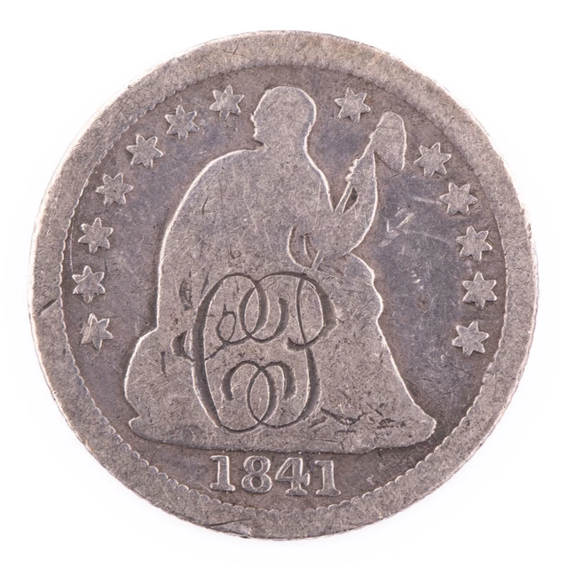 Vintage Love Token 1841 Liberty Seated Half Dime "CP" Silver 10c