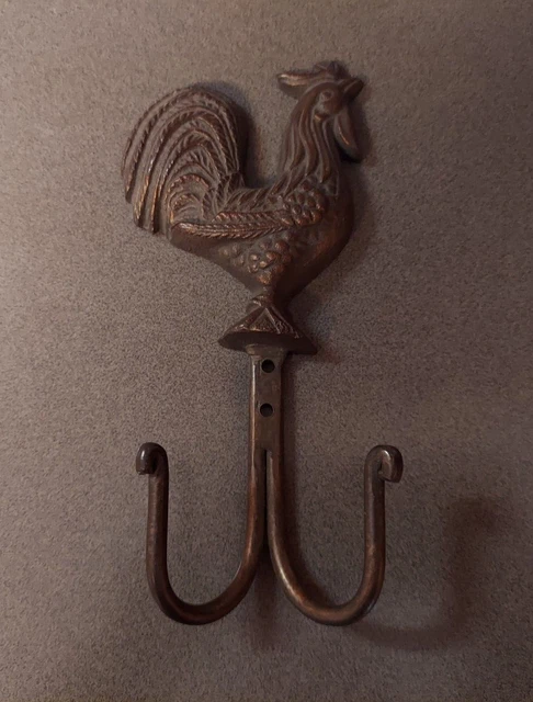 Cast Iron ROOSTER Towel Hanger Coat  Hat Hooks, Key Rack  HEN Hook CHICKEN