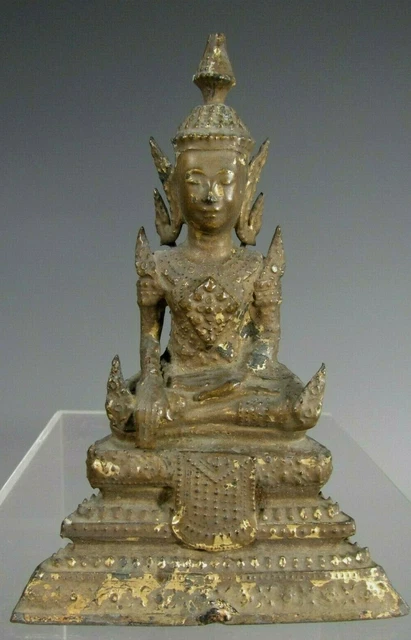 Fine Thai Thailand Rattanakosin Gilded & Lacquer Bronze Buddha ca. 19th century