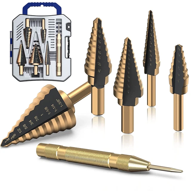 Hss Titanium Step Drill Bit 5Pcs,Hss Cobalt Multiple Hole 50 Sizes,Titanium Step