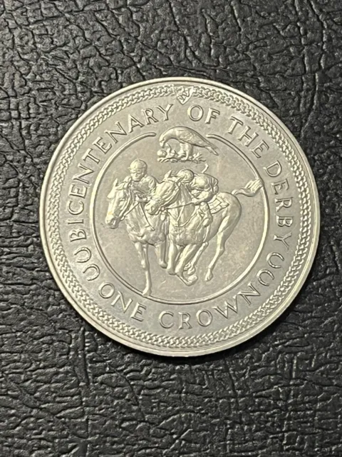 1980 Isle Of Man Bicentenary Of The Derby One Crown Coin