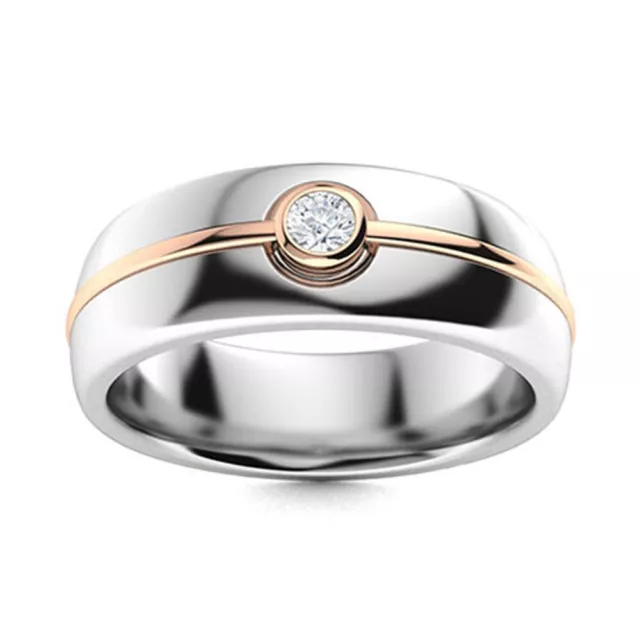 Véritable Diamant Homme Alliance Rond 0.06 Carat Solid 14K Multi-Nuances Or 7 MM