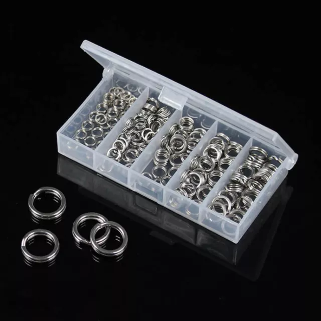 200pcs Stainless Steel Double Split Rings Fishing Lures Hook Connector Lures