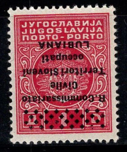 Ljubljana 1941 Sass. 7 b * MH 40% postage due 1d. upside down overprint