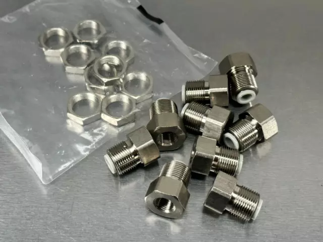 (9) SMC KQ2E06-01N Bulk Head Fitting Push to Connect