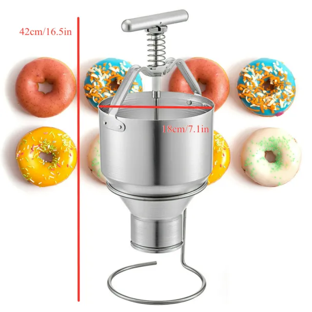 Manual Donut Dispenser 5L Donut Depositor Donut Dropper Hopper W/ Stand Holder