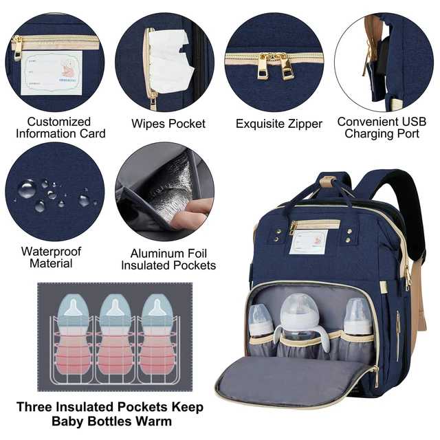 3 in 1 Foldbale Diaper Bag Baby Bed Portable Bassinet Crib Backpack US Stock 2